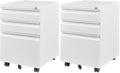 Letaya 3 Drawer Mobile File Cabinet with Lock, Under Desk Metal Filing Cabinets for Home Office Organizer Letters/Legal/A4(Fully Assembled-White) (Pack of 2) by LetayaMetalCabinets