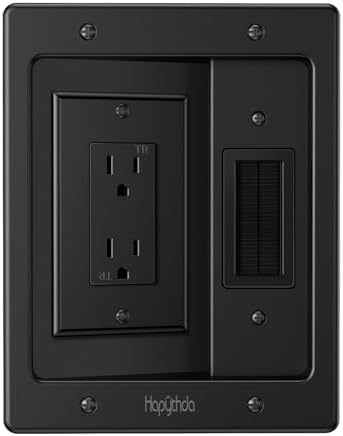 in Wall Cable Management Kit for TV, Recessed Outlet for Low Voltage Cables, TV Cable Hider Wall Kit, Cord Hider for Wall Mount TV, Wall Cable Management Box for Home & Office, Black by HAPYTHDA