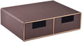 Linen Leather Desk Organizer and monitor stand with Drawers－Mini Desktop Drawer Organizer Stackable－Tabletop Organization Storage Box for Office Supplies Home Vanity Toiletries (Brown, 2-drawers) by RHCSZ