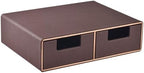 Linen Leather Desk Organizer and monitor stand with Drawers－Mini Desktop Drawer Organizer Stackable－Tabletop Organization Storage Box for Office Supplies Home Vanity Toiletries (Brown, 2-drawers) by RHCSZ