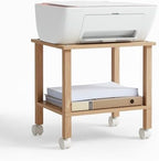 YUFAM 2 Tier Printer Stand with Storage,Under Desk Shelf Printer Table,Small Printer Stand with Wheels,Rolling Printer Cart for Office by YUFAM
