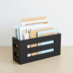 Magazine File Holder, Standing Wooden Magazine Rack, Desk Folder Organizer for Office & Bathroom-Black - Image 7