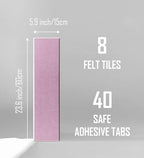 Shiplap Felt Wall Tiles (8-Pack) - Large 24x6 Acoustic Pinboard & Sound Dampening Memo Board, Decorative Bulletin Board with Included Adhesive Mounting Tabs -Sakura - Image 2