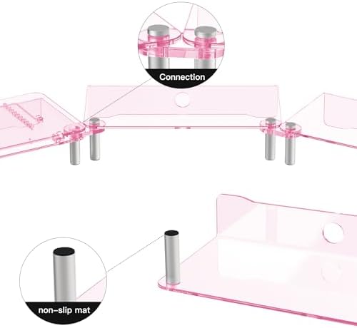 Pink Acrylic Dual Monitor Stand Riser,Laptop Riser Adjustable to 8 Angles - Image 6