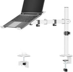 UPGRAVITY White Laptop Desk Mount with Vented Tray for Notebook up to 17 inch, Fully Adjustable Single Laptop Arm Stand Holds up to 17.6 lbs, Clamp on/Grommet Mounting by UPGRAVITY