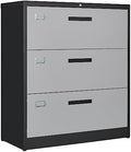 Letaya File Cabinet with Lock-Lateral 3 Drawer Metal Filing Cabinets-Organization Storage for Home Office-Hanging Letter/Legal/F4/A4 Size (Grey Black) by LetayaMetalCabinets