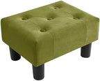 Poofzy Small Foot Stool Ottoman, Velvet Ottoman Foot Rest with Legs, Rectangle Foot Rest for Couch, Footstools and Ottomans Small for Living Room and Entryway (Olive Green) by Poofzy