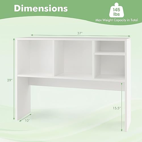 Desktop Hutch Bookshelf for Computer Desk, White - Image 3