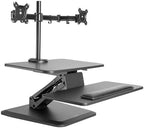 Mount-It! Standing Desk Converter, Stand Up Desk Riser with Dual Monitor Mount, Adjustable Workstation in Black, Top Platform 23" Wide, Keyboard Mouse Tray 27" Wide, Raises 5" to 17" Tall - Image 3