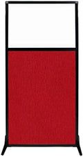 Versare Workstation Partition | Portable Wall Divider | Modern Office Cubicle | Free Standing Privacy Screen | Flexible Work Space | 33" x 70" W/Window, Red Fabric Panels by VERSARE