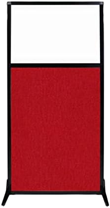 Versare Workstation Partition | Portable Wall Divider | Modern Office Cubicle | Free Standing Privacy Screen | Flexible Work Space | 33" x 70" W/Window, Red Fabric Panels by VERSARE