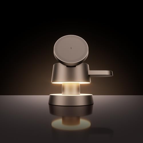 4 in 1 Magnetic Wireless Charging Station,15W Fast Charging with Night Light for MagSafe Charger Stand,3 in 1 Wireless Charger for iPhone 17/16/15/14/13 Pro Max,Apple Watch & AirPods,Sand Gold by Unknown