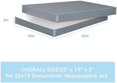 Lineco, Archival Newspaper Preservation Storage Box, 22''x15''x2'', Gray - Image 3