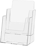 Marketing Holders 4 Pack Two Pocket Brochure Holder 6 Inch Bifold Countertop Take One Booklet Flyer Display Stand Clear Acrylic 2 Tiered Hand Out Advertisement Literature Organizer by MarketingHolders