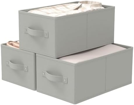 Storage Basket, Closet Organizer, 3 Pack, Grey, 18.5x11x7.9 In by Unknown