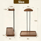 Wood Headphone Stand for Desk, Walnut Headset Holder with Storage Tray - Image 5
