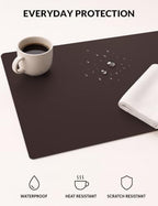 Leather Desk Mat 55" x 24", Rich Brown Large Desk Pad Protector - Image 3