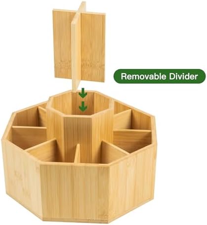 VaeFae 360 Rotating Bamboo Pen Holder for Desk, Art Supply Storage, Large - Image 3