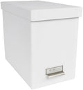 Bigso John Fiberboard Label Frame Desktop File Storage Box - Document Organizer for Important Paperwork - Durable Hanging File Box with a Lid & Metal Label Window - 7.36 x 13.38 x 10.51 in - White by Bigso