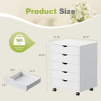 DUMOS 5 Drawer File Cabinet Mobile Vertical Filing Cabinet Wood Storage Dresser with Wheels Rolling Under Desk Printer Stand Organizer for Office Home Bedroom - Image 3
