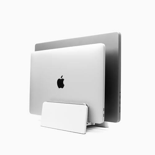 Raico Verical Laptop Stand MacBook Walnut Wood Dual Laptop Vertical Setup Holder Stand (Matte White, Dual Slot | Adjustable) - Image 5