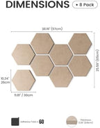 Fluxynara 8-Pack Hexagon Felt Bulletin Board Tiles, Taupe-1 - Image 2