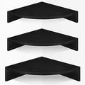 Homode Corner Floating Shelves, Set of 3 Corner Shelves Wall Mounted with Cable Hole, 3 Tier Wooden Hanging Corner Storage Shelf for Bedroom, Living Room, Kitchen, Black by Homode