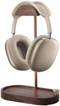 Walnut Headphone Stand Wood, Wooden Headset Stand Holder for Desk by TechVibeJoy