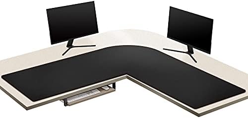 ZORESYN L-Shaped Desk Mat PU Leather Black, (55"+54") x15.7 by ZORESYN