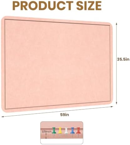 Large Bulletin Board 60" x 36" Felt Cork Board - Decor Pin Board, Pink - Image 3