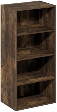 Furinno Basic Book Shelf, 4-Tier Bookcase with Open Shelf, Bookshelf, Cube Storage Organizer, 11 x 17 x 35, for Living Room, Bedroom, Home Office, Amber Pine - Image 5