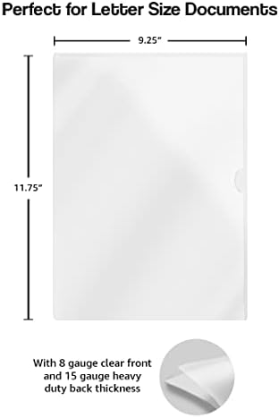Frosted Clear Vinyl Folders, Heavy Duty Plastic Folders with Clear Front Pocket, Doctor Stuff, Letter Size L-Type Document Holder for Home, Office and Medical, Pack of 100 - Image 3