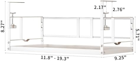 prueBox Under Shelf Storage Basket Organizer Adjustable Hanging Holder with Knob Lock, Heavy Duty Metal Panel for Pantry, Kitchen, Office, Closet, 11.8"-19.3" Wide, White, 1 Pack - Image 2