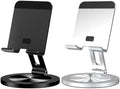 Phone Stand for Desk, 360° Rotating Dual Adjustable Foldable Cell Phone Holder, Heavy Solid All-Aluminum Base Anti-Slip Stable Support for Home Office Study, Fits iPhone Galaxy 4-8" Phones by YCNEW