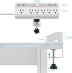 Desk Clamp Power Strip with 40W Fast Charging USB-C, JXGUCAT 10Ft Desk Mount Surge Protector with 6 Outlets 6 USB Ports, Flat Plug Extension Cord Home Office Essentials, Fit 2.48" Tabletop Edge - Image 6