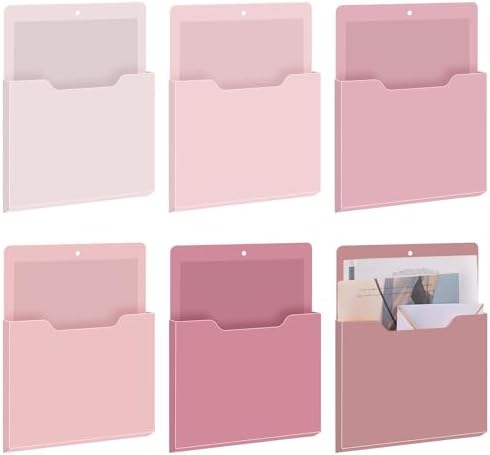 Fuutreo Magnetic Wall File Holder,6pcs,Rose Pink,Vertical-large by Fuutreo