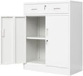 Wanfu Metal Storage Cabinet, Locking Cabinet with 1 Drawer and Adjustable Shelf, 36" H x 28" W x 16" D Steel Storage Cabinet for Office, Garage, Home-White by Wanfu