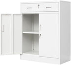 Wanfu Metal Storage Cabinet, Locking Cabinet with 1 Drawer and Adjustable Shelf, 36" H x 28" W x 16" D Steel Storage Cabinet for Office, Garage, Home-White by Wanfu