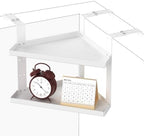 11in Office Cubicle Corner Shelf with Hooks Cubical Shelf Hanging White by Unknown