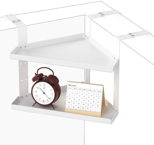 11in Office Cubicle Corner Shelf with Hooks Cubical Shelf Hanging White by Unknown