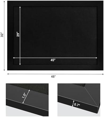 Black Cork Board Bulletin Board with Linen, Wood Framed 48" x 32" Corkboard, Office Board for Wall Decor, Wall Mounted Pin Board Picture Board with 20 Pushpins for School, Home & Office - Image 5