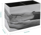 PU Leather Multi-Compartment Pen Holder Desktop Organizer Pencil Cup Storage Caddy for Office Home Supplies Closeup Grandmother Granddaughter Holding Hands Outdoors Environment Black And White Editio - Image 2