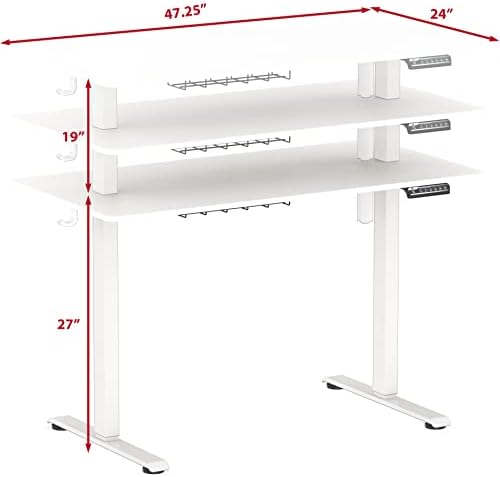 SHW 48-Inch Electric Height Adjustable Sit to Stand Desk, White - Image 3