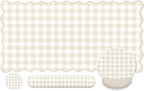 Beige Gingham Scalloped Desk Mat Set, Mouse Pad with Gel Wrist Rest,Ergonomic Keyboard Wrist Support for Women Non-Slip Desk Pad Home Office Decor by Unknown
