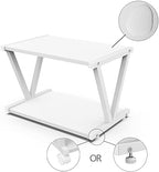 VEDECASA Retro Desktop Printer Stand,2 Tier Wood Printer Shelf, Modern Wood Storage Book Shelf Organizor for Home Office,Stylish V-Shaped Frame,Fits Small Size Printers (White) - Image 5