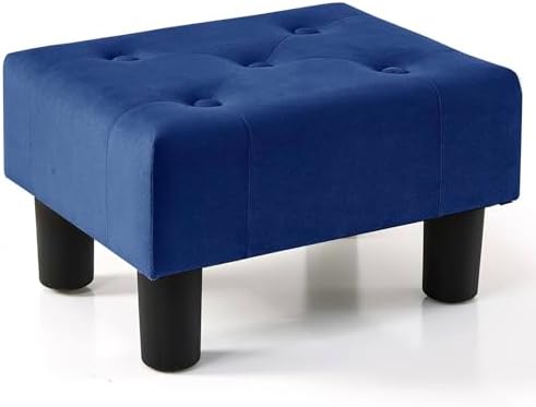 Poofzy Small Foot Stool Ottoman, Velvet Ottoman Foot Rest with Legs, Rectangle Foot Rest for Couch, Footstools and Ottomans Small for Living Room and Entryway (Navy Blue) by Poofzy