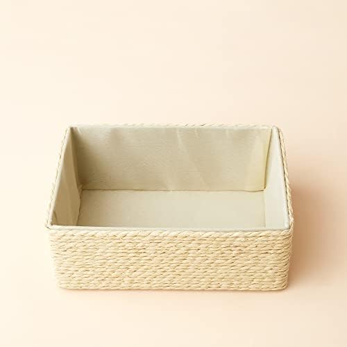 LA JOLIE MUSE Bathroom Basket Organizers, Paper Rope Storage, Beige 4 Pack - Image 5