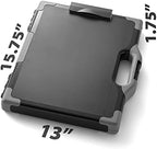 Officemate Carry-All Clipboard Storage Box, 15.75 x 13-Inches, Legal Size Document Organizer with Enclosed Storage Compartment, Reinforced Corners, Black/Gray - Image 2