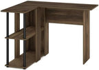 Furinno Abbott L-Shape Computer Desk with Bookshelf, Columbia Walnut/Black by Furinno-FitsYourSpaceFitsYourBudget