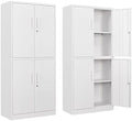 Yizosh Metal Storage Locking Cabinet with 4 Doors and 2 Adjustable Shelves,71" Lockable Garage Tall Steel Cabinet,for Home Office,Living Room,Pantry,Gym,Commercial Storage (White) by Yizosh